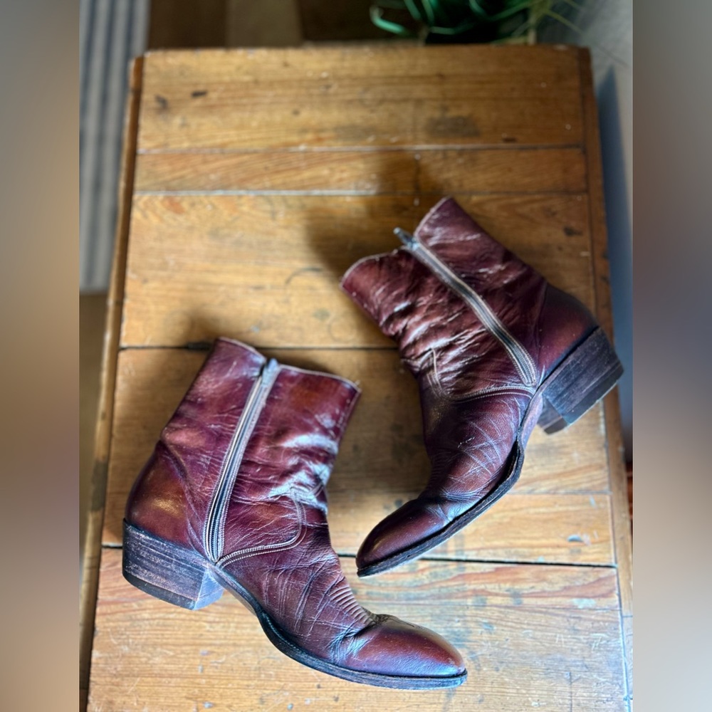 ✨Men's Dan Post Brown Leather Side Zip Western Boots #6643 Size 12 D SPAIN✨